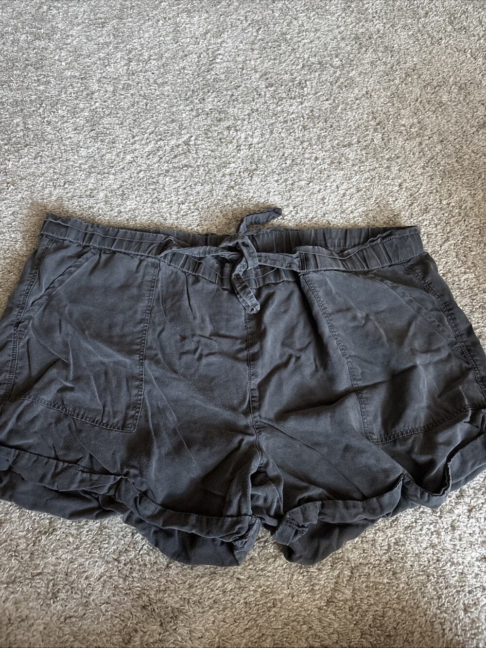 Aerie Women's Dark Grey Chambray Paperbag Shorts Size XL